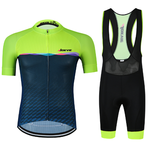 Jokvie 2025 Fluorescent Green Men's Pro Cycling Jersey and Bib Shorts